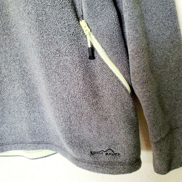Eddie Bauer‎ Gray Fleece Jacket With Yellow Zipper Accents. Size M - Picture 3 of 8